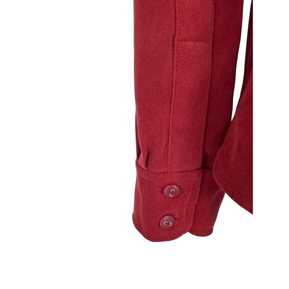 Vintage Talbots Button Up Pockets Red Suede Feel Stretch Blouse Size M - Picture 6 of 9